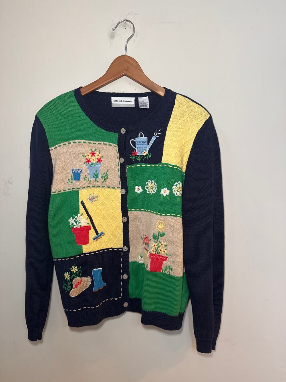 Alfred Dunner Garden Galore Floral Cardigan Sweater Medium Petite Grandmacore